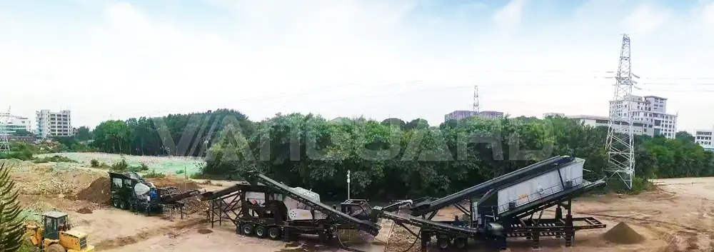 Схема модульной полустационарной и мобильной дробильно-сортировочной установки